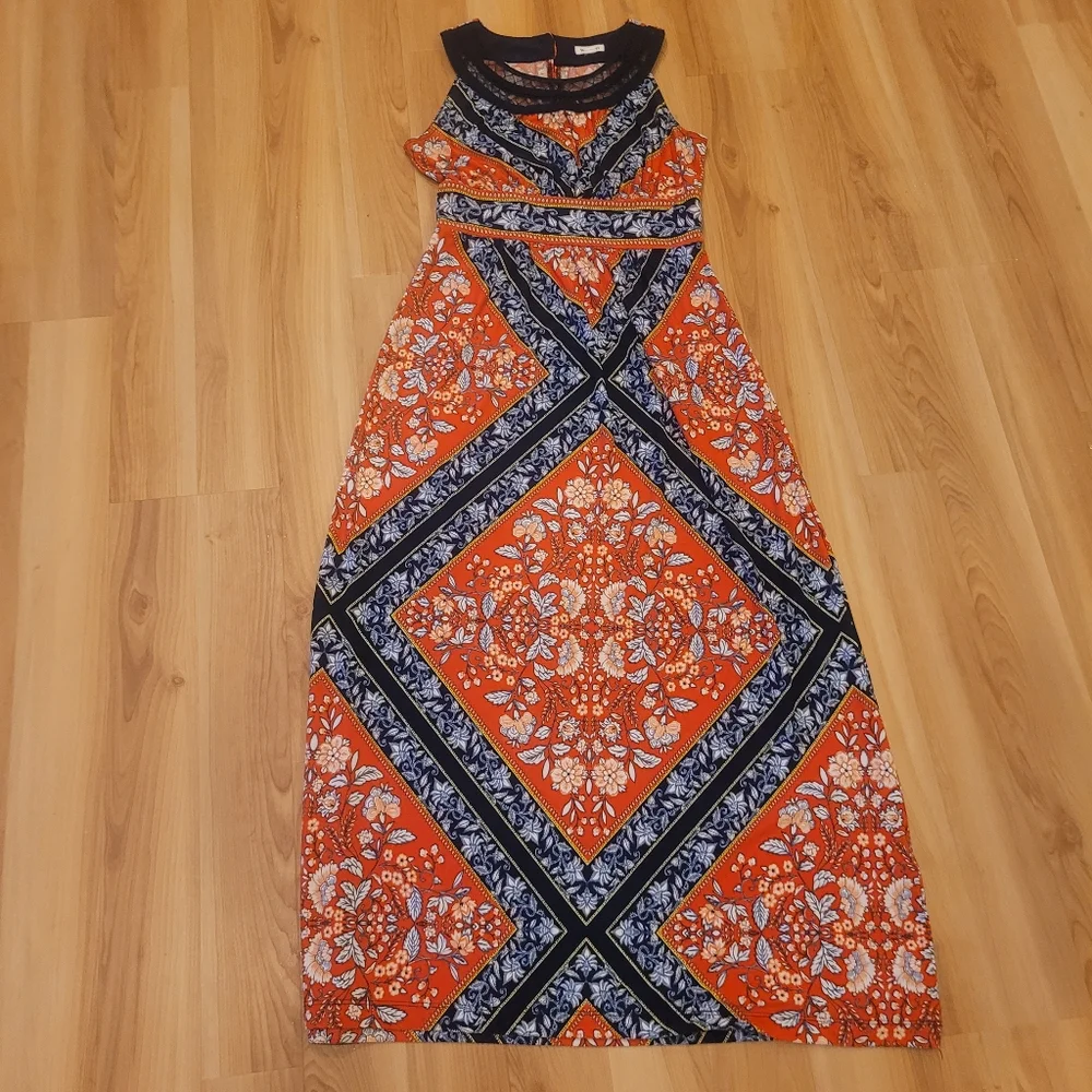 Beautiful Orange and Blue Patterned Women's Dress Size S - Picture 9 of 10